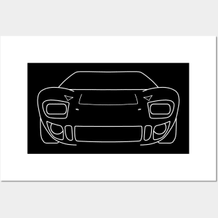 1960s Ford GT40 classic car white outline graphic Posters and Art